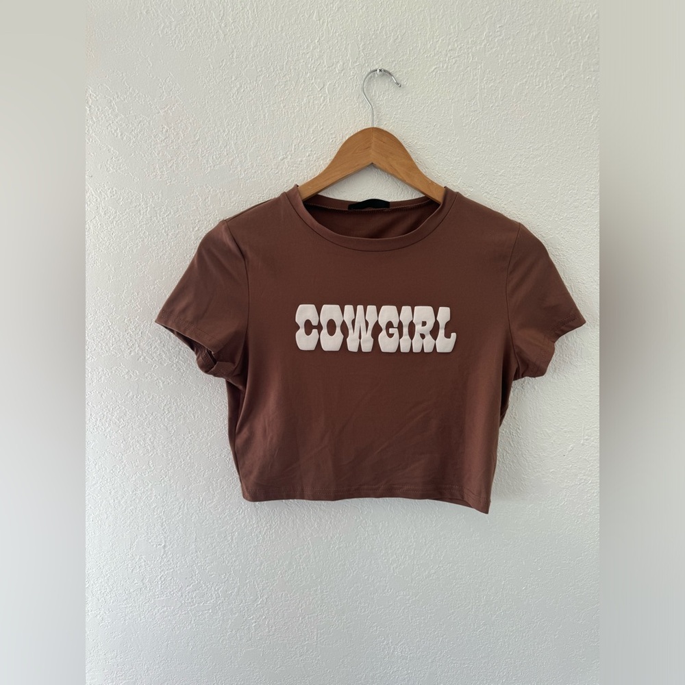 Cowgirl Crop Top, Brown, Size Large